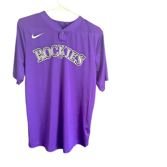 Nike Team MLB Colorado Rockies dark purple men’s jersey number 14 size small - Picture 2 of 10